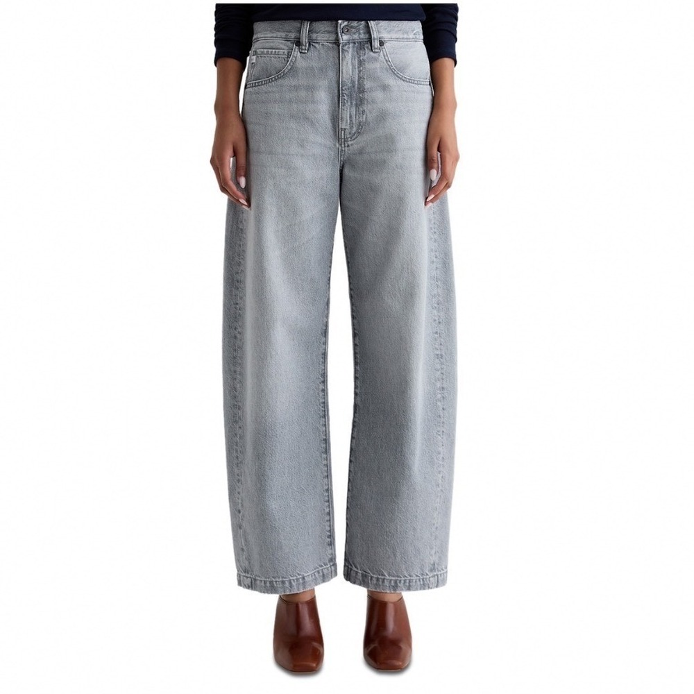 AG Hattie High Rise Barrel Jeans Al Fresco Grey Rigid Denim Size 31 NEW